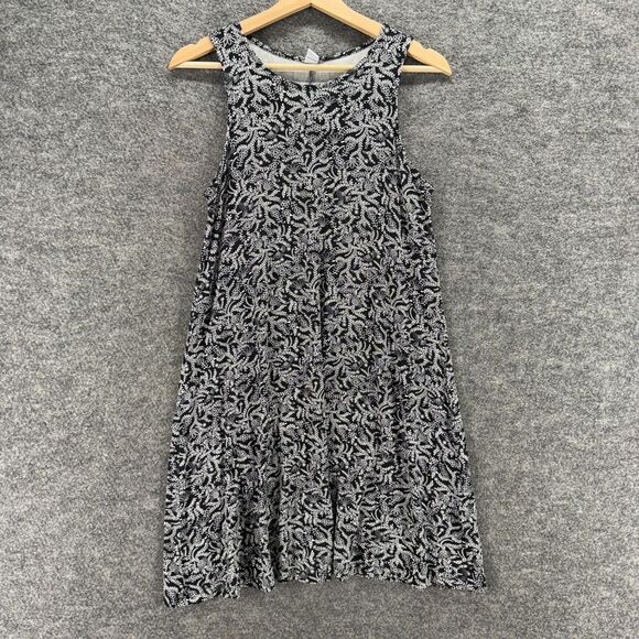 Old Navy Dress Women M Medium Black Florak Shift Midi Sleeveless Rayon Casual - Picture 1 of 7